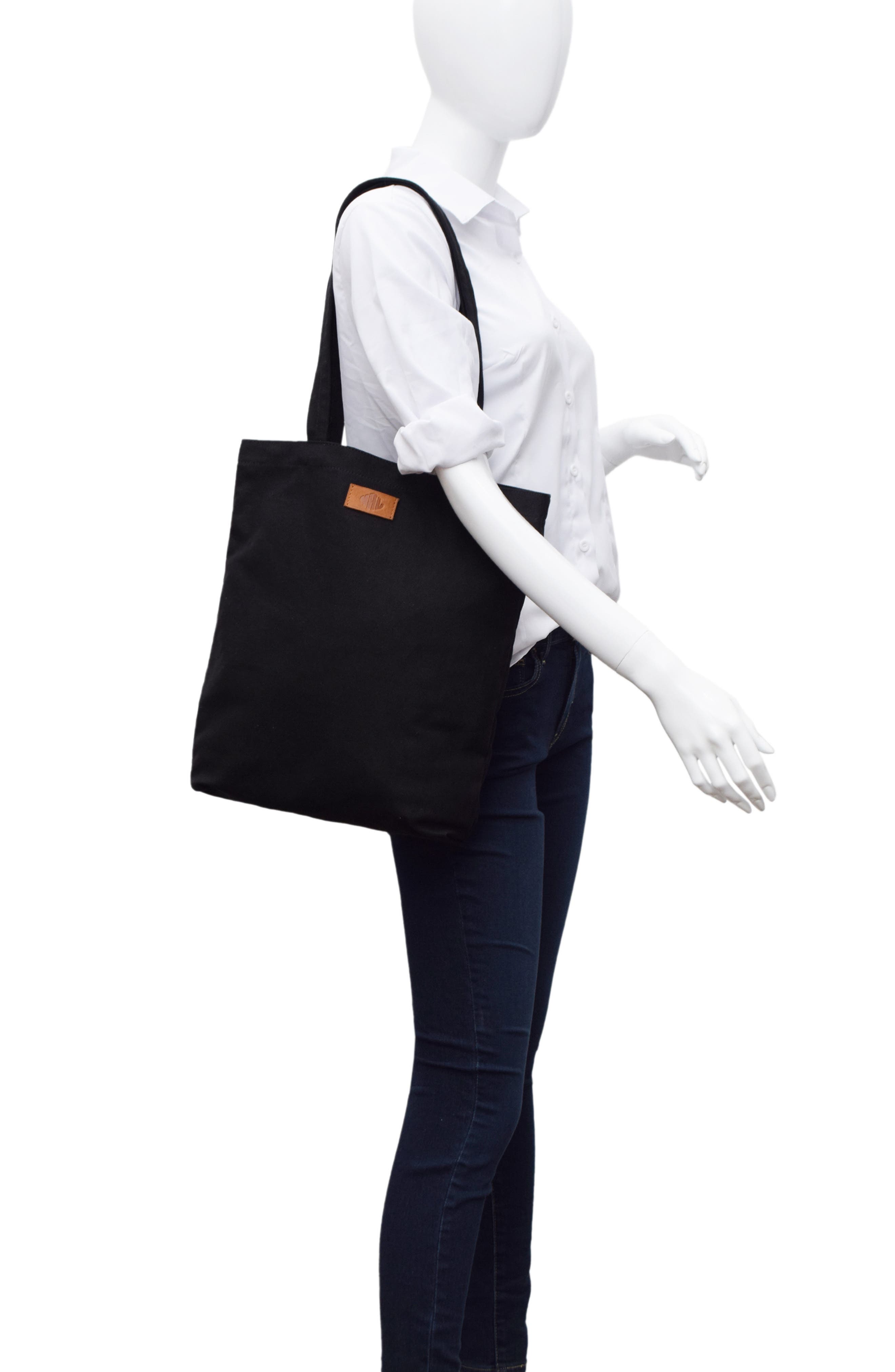 New Amsterdam Leatherworks Eden Canvas Tote Bag, Alternate, color, Black