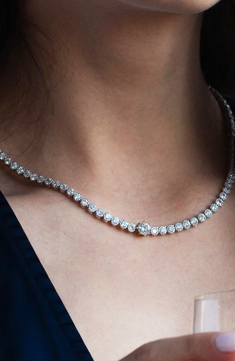 Bearfruit Jewelry Celeste Tennis Necklace Dainty Sparkle Trendy Everyday Jewelry, Alternate, color, Silver