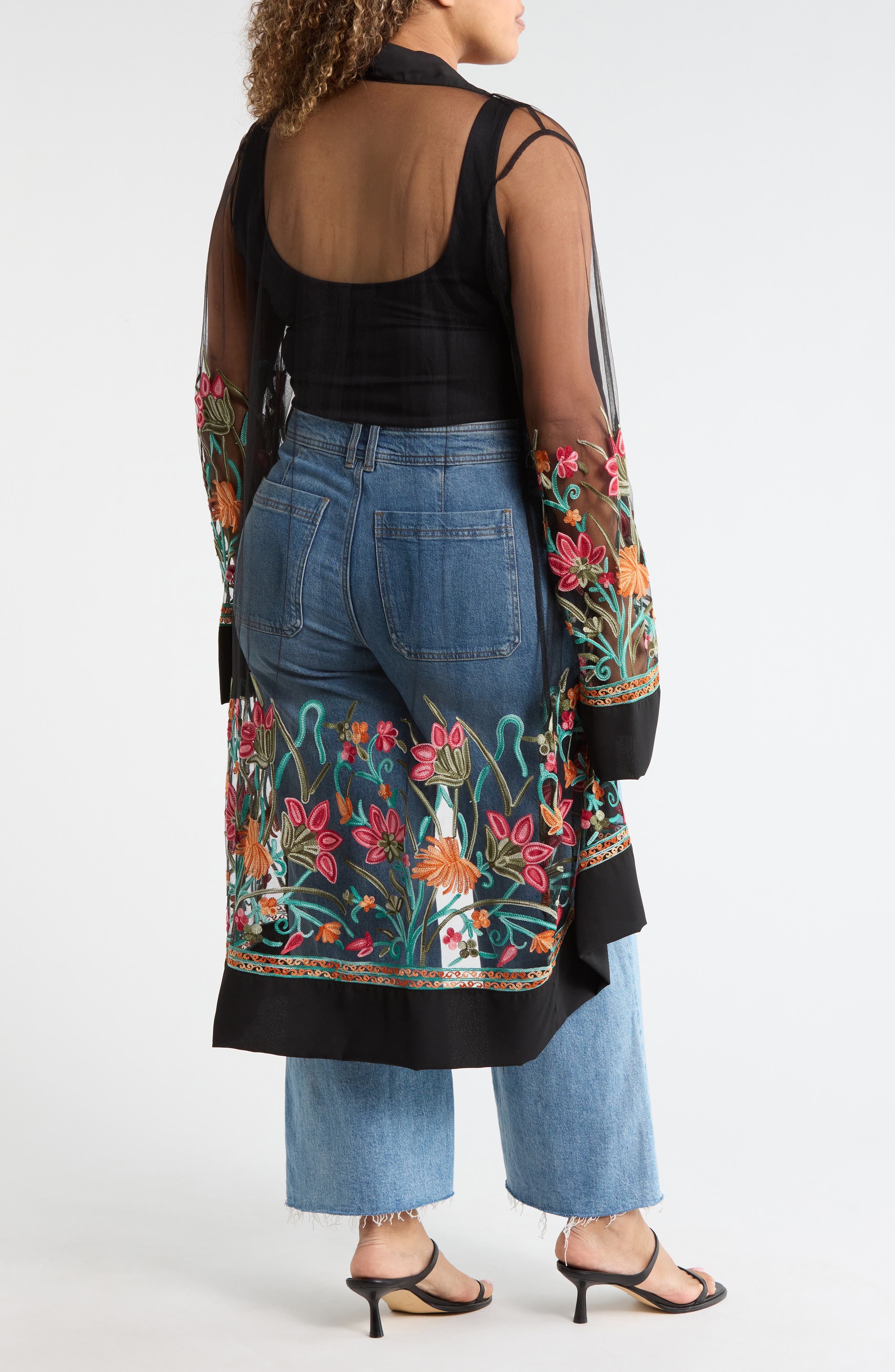 Floral Embroidered Mesh Duster - image 2