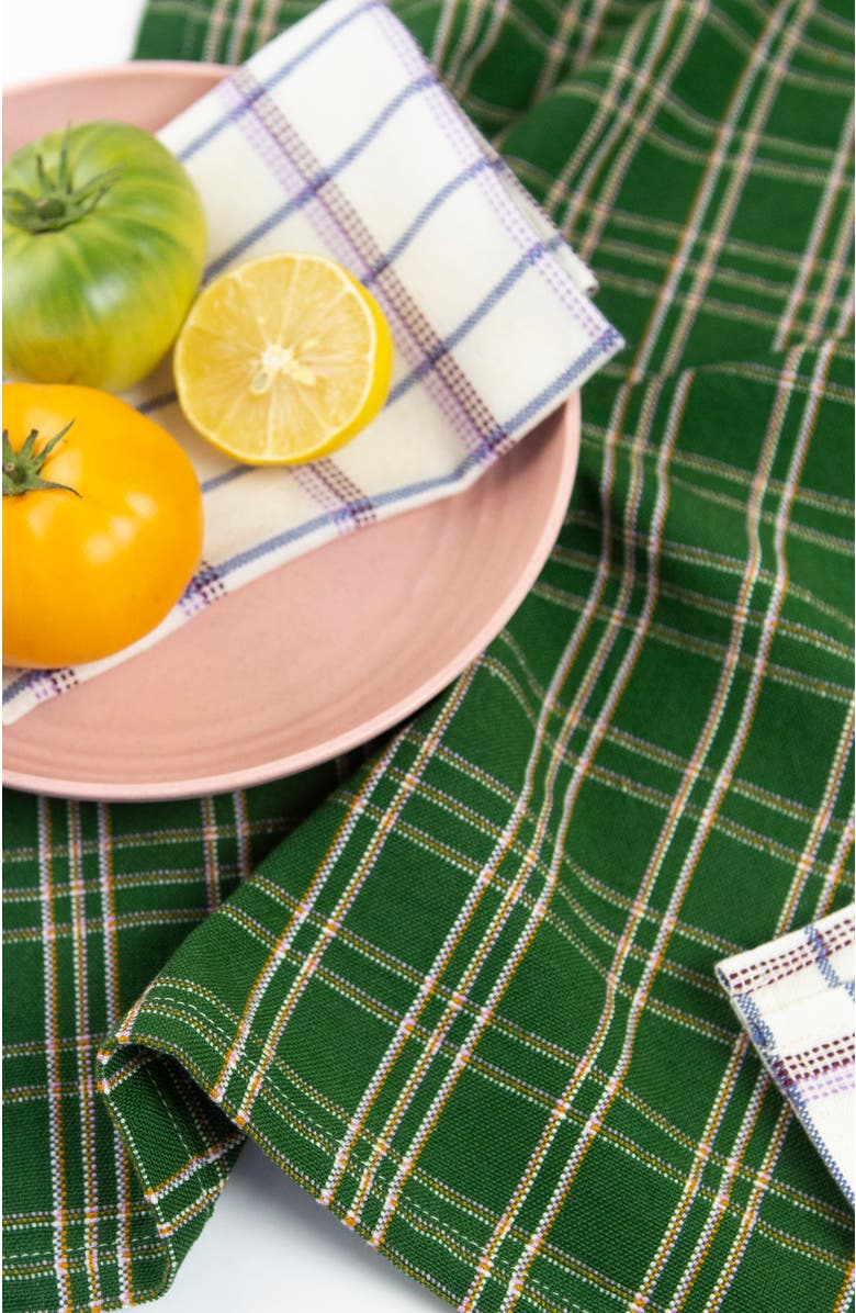 Archive New York Chiapas Handwoven Plaid Cotton Napkins, Set of 4, Alternate, color, Green