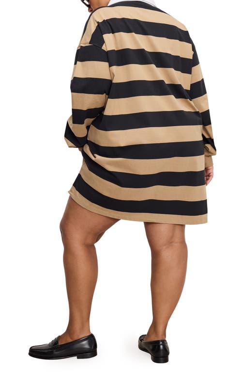 Good American Jersey Polo Long-sleeve Mini Dress In Multi