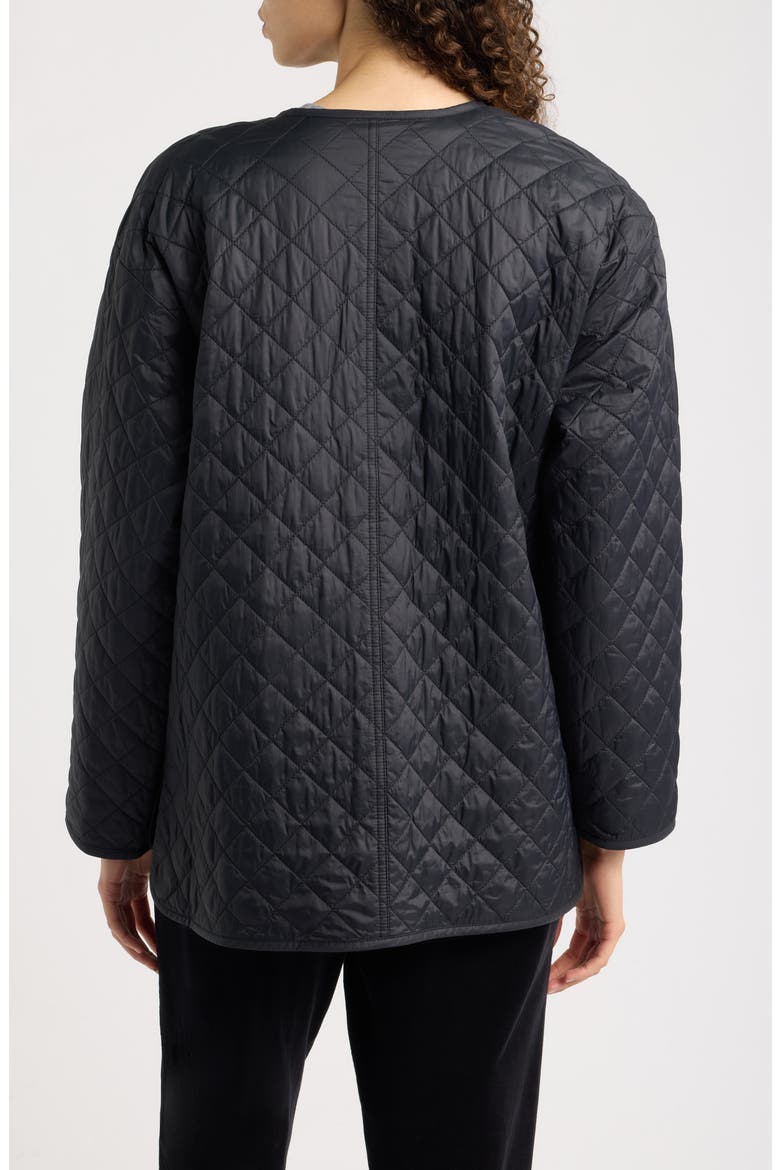 Round Neck Quilted Short Coat, Alternate, color, BLACK