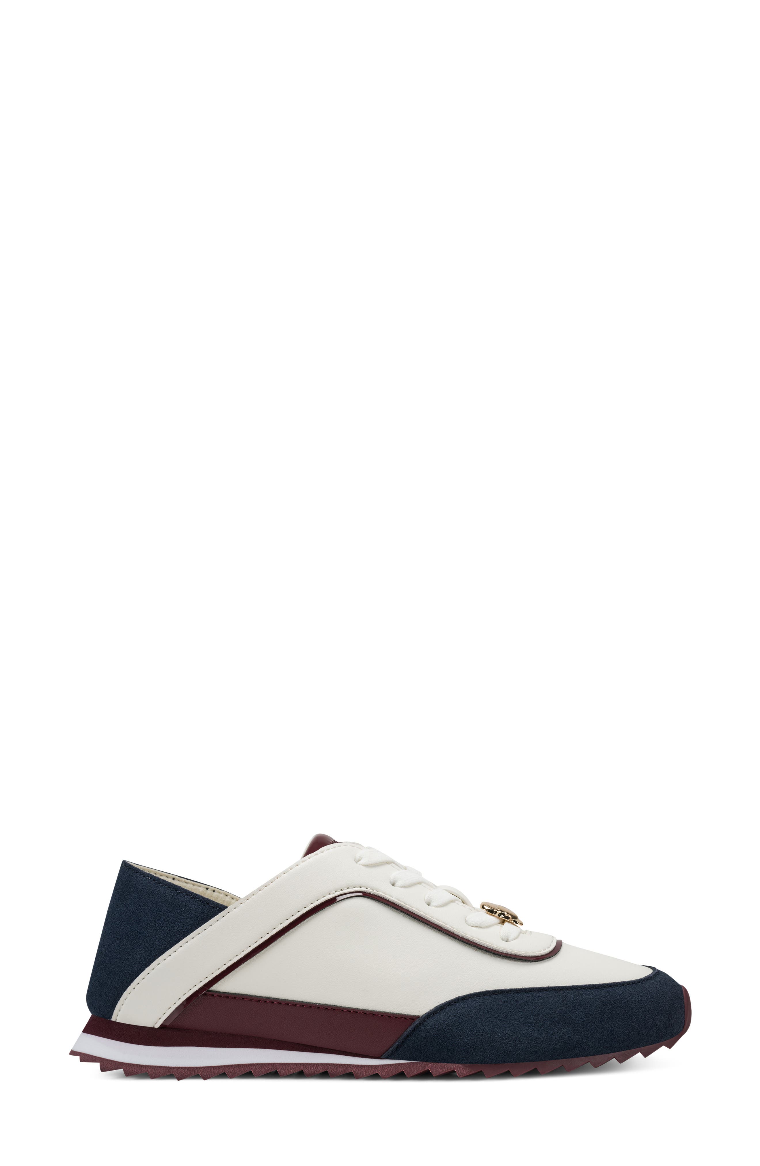 Anelise Lace Up Sneaker, Alternate, color, CREAM/ BURGUNDY