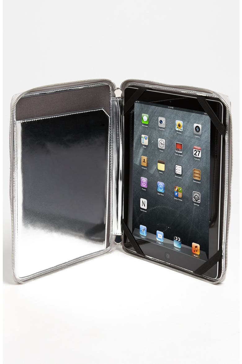 by Alexander McQueen Embossed Metallic iPad Case, Alternate, color, MERCURY
