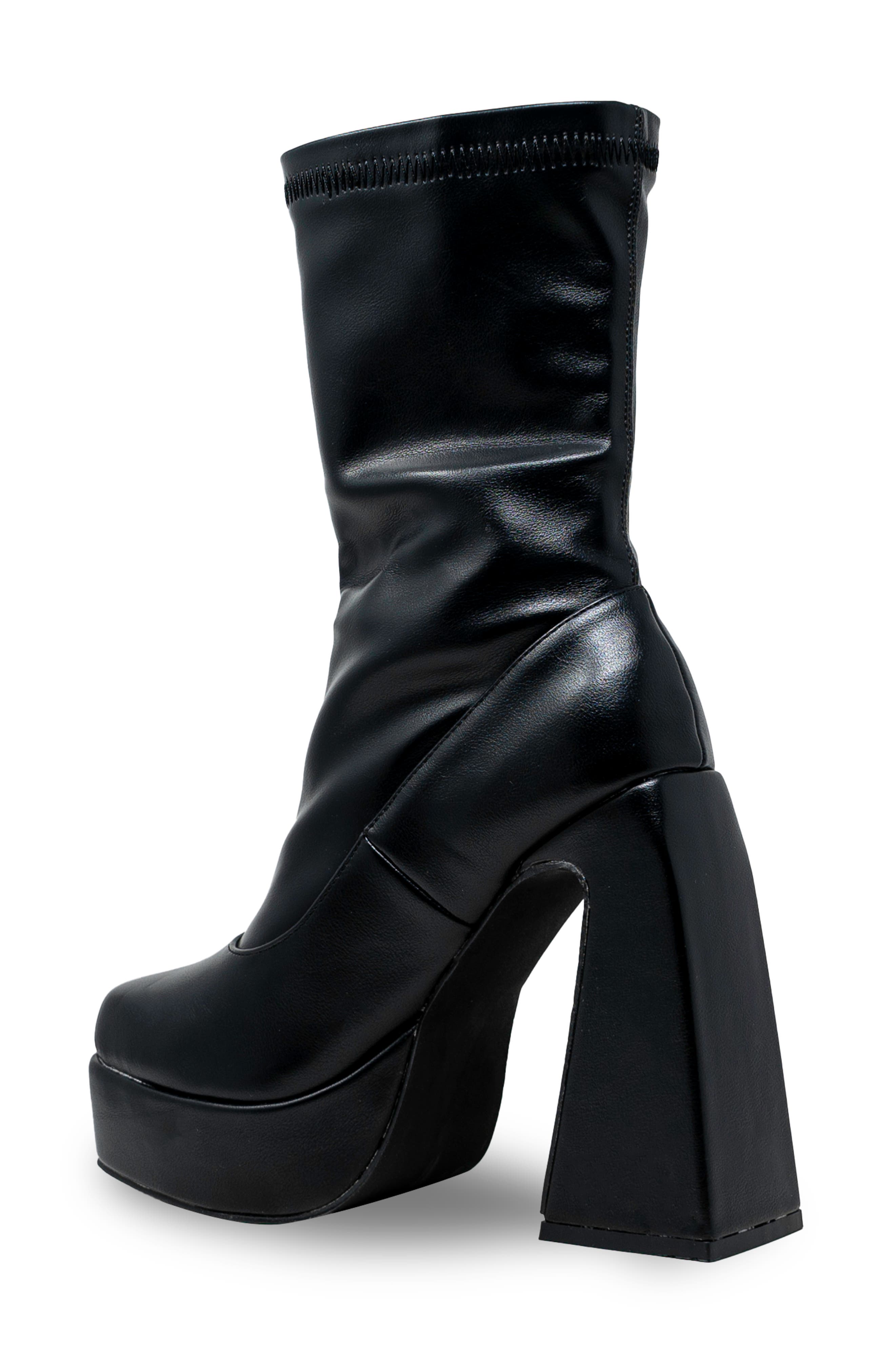 CHASE AND CHLOE Rayla Platform Boot, Alternate, color, Black Pu