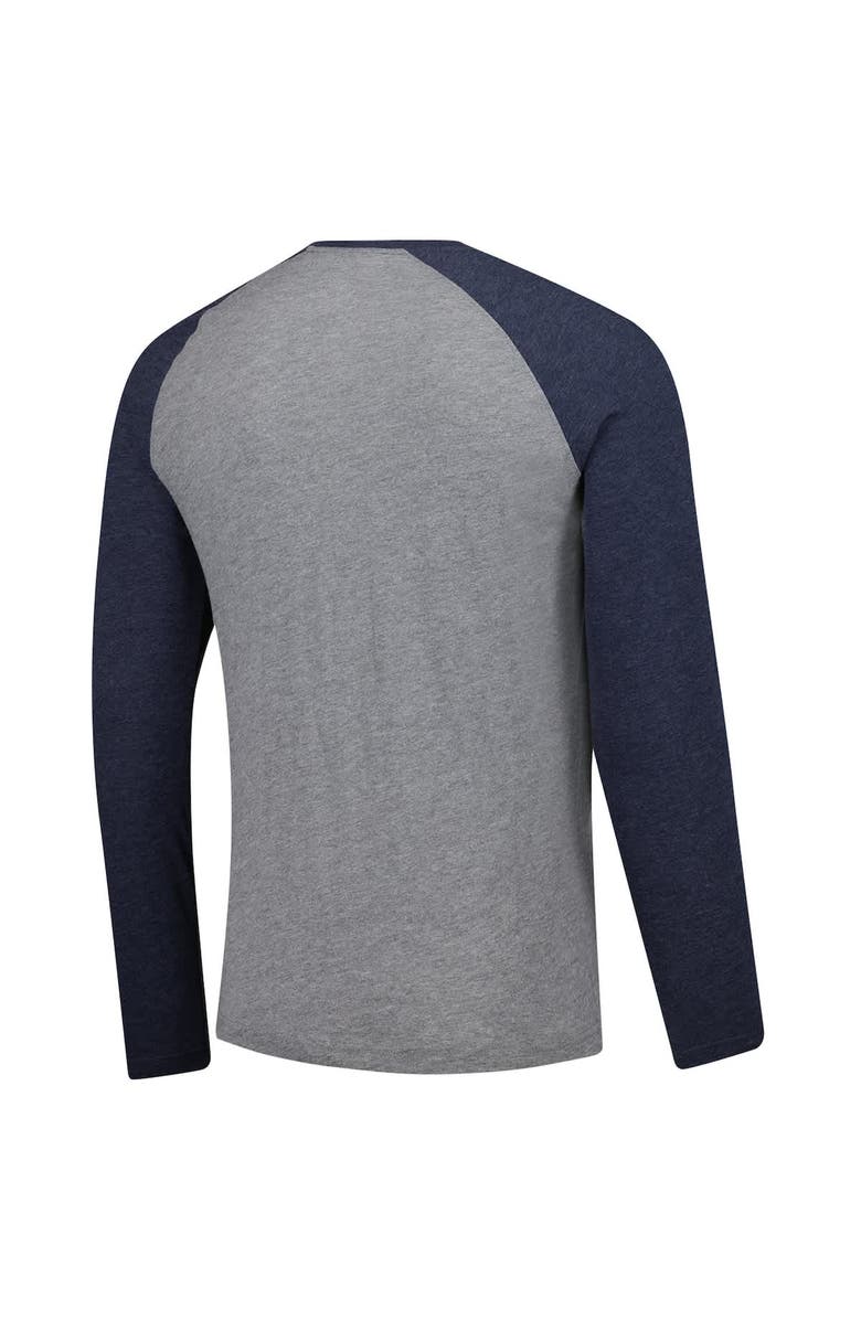 FANATICS Men's Fanatics Heather Gray/Heather Navy New York Yankees Weathered Logo Tri-Blend Raglan Long Sleeve T-Shirt, Alternate, color, Heather Gray