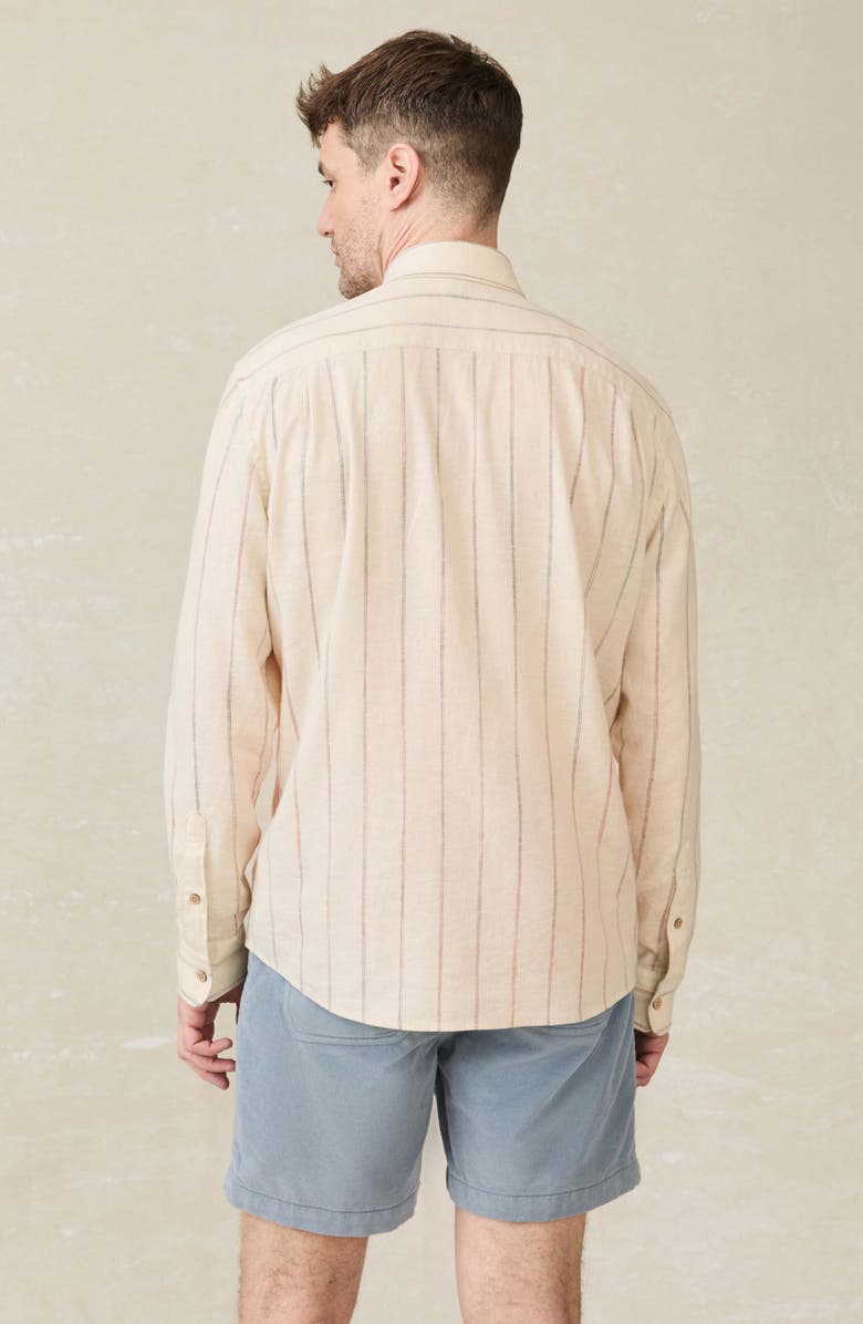 Faherty Breeze Linen Blend Button-Down Shirt, Alternate, color, Cloud Beach Stripe