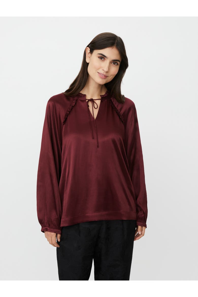 Maberonix Tie Ruffle Neck Blouse, Main, color, Tawny Port