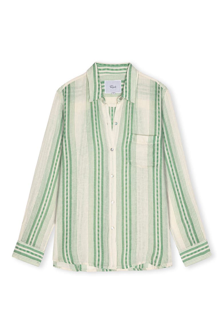 Charli Stripe Linen Blend Button-Up Shirt, Alternate, color, MARGARITA STRIPE