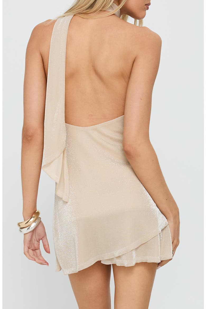 Infinito Scarf Tie Chiffon Minidress, Alternate, color, CHAMPAGNE