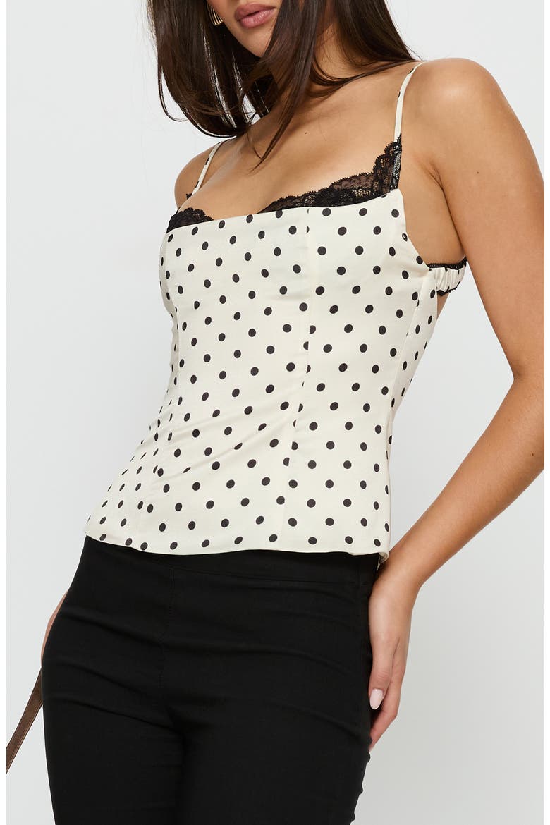 Renaissance Mixed Media Corset Top, Alternate, color, WHITE POLKA