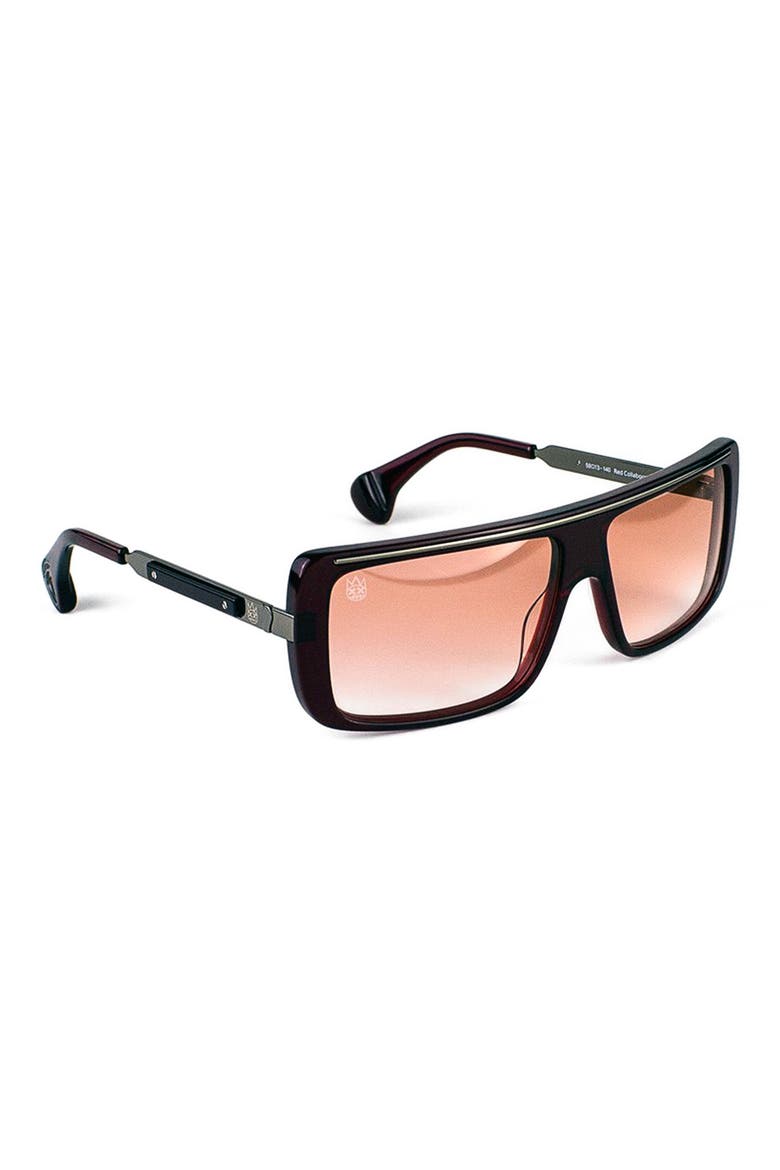 54mm Rectangular Gradient Sunglasses, Alternate, color, BLACK/ RED