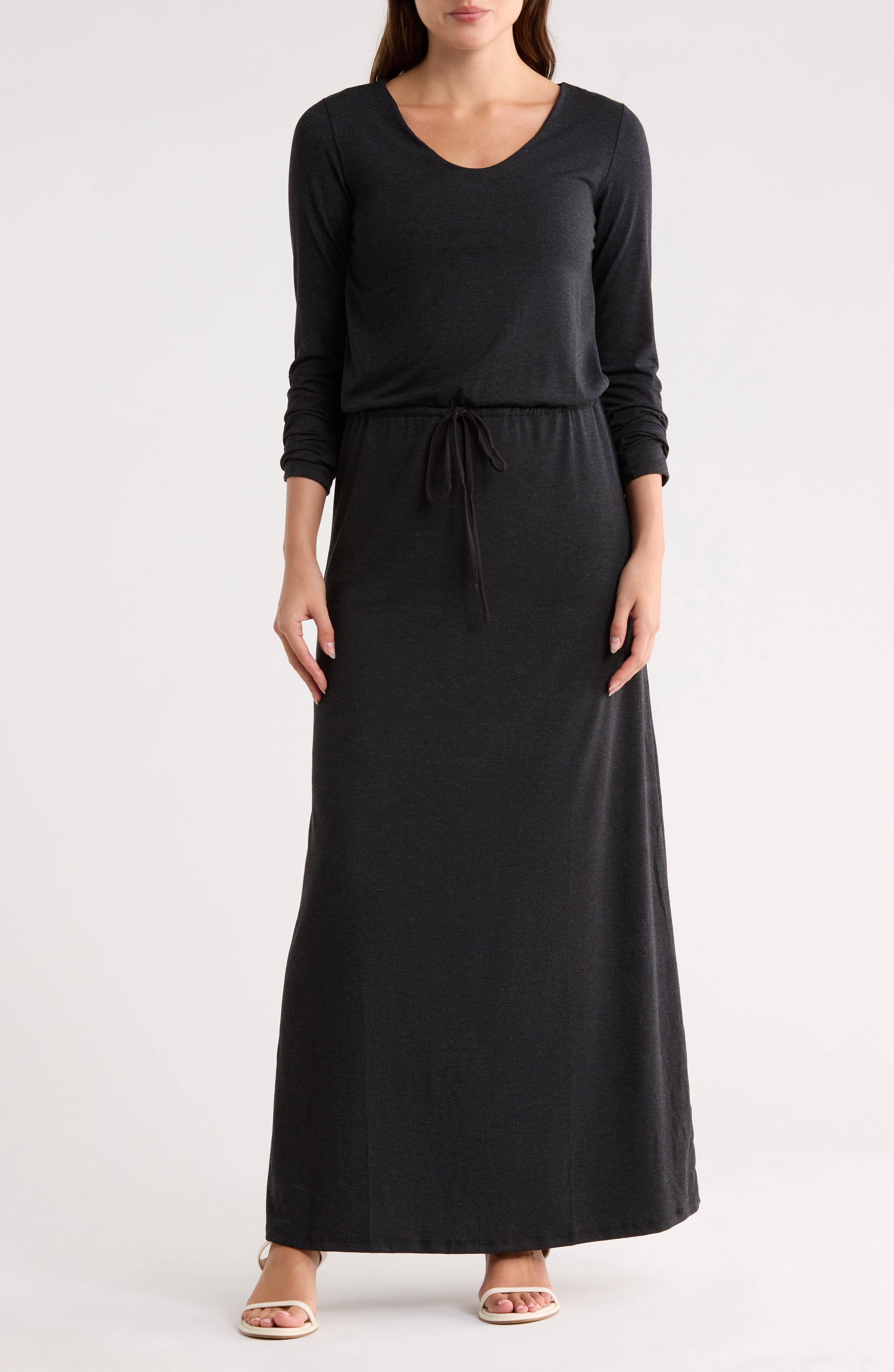 GO COUTURE Long Sleeve Tie Waist Maxi Dress