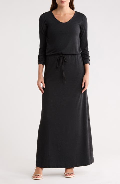 Long Sleeve Tie Waist Maxi Dress