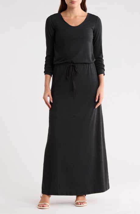 GO COUTURE Long Sleeve Tie Waist Maxi Dress