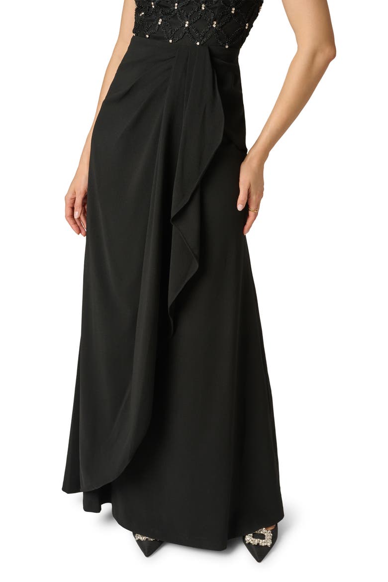 Beaded Jersey Gown, Alternate, color, BLACK