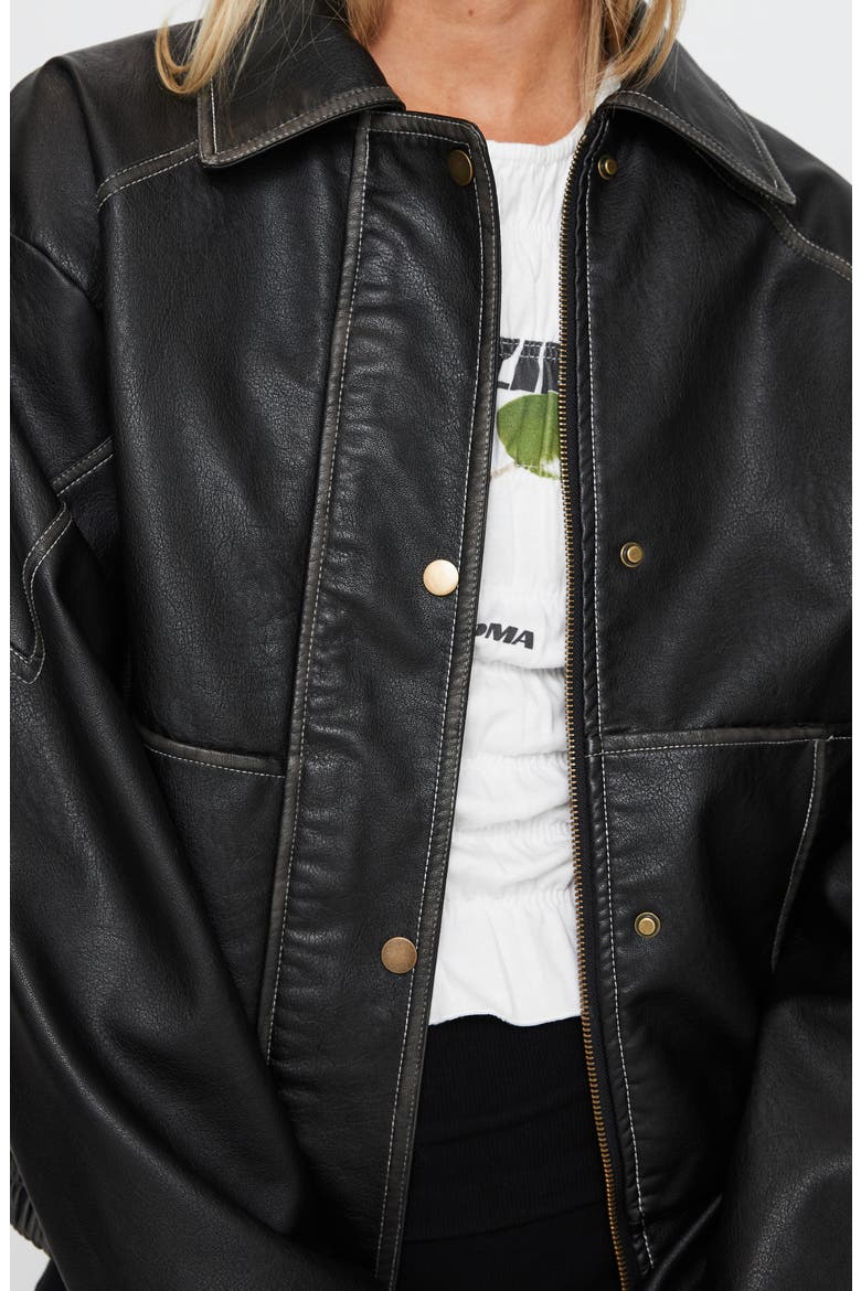 Jaxton Faux Leather Jacket, Alternate, color, BLACK