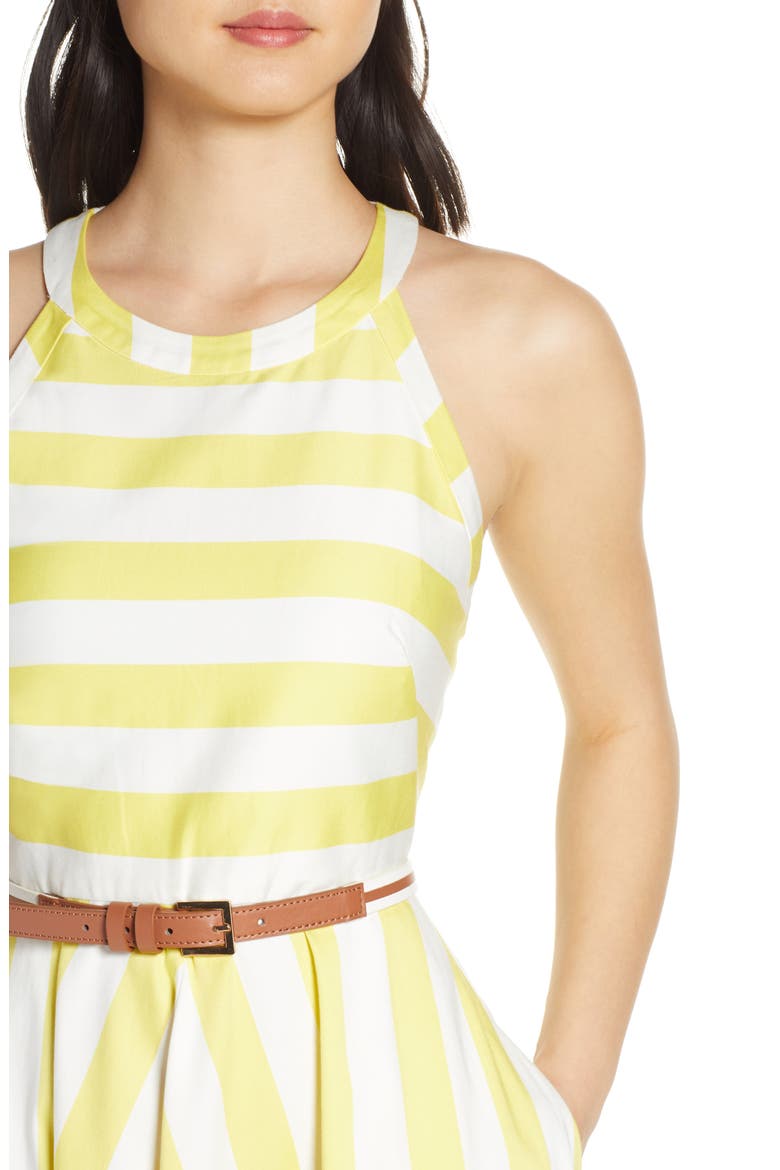Halter Fit & Flare Dress, Alternate, color, YELLOW