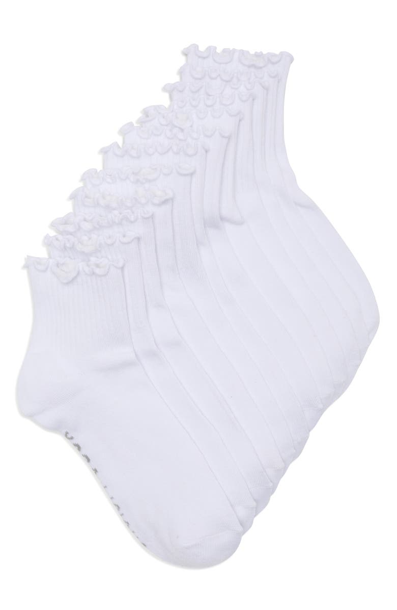 YOGALICIOUS 6-Pack Ruffle Edge Half Crew Socks, Main, color, 