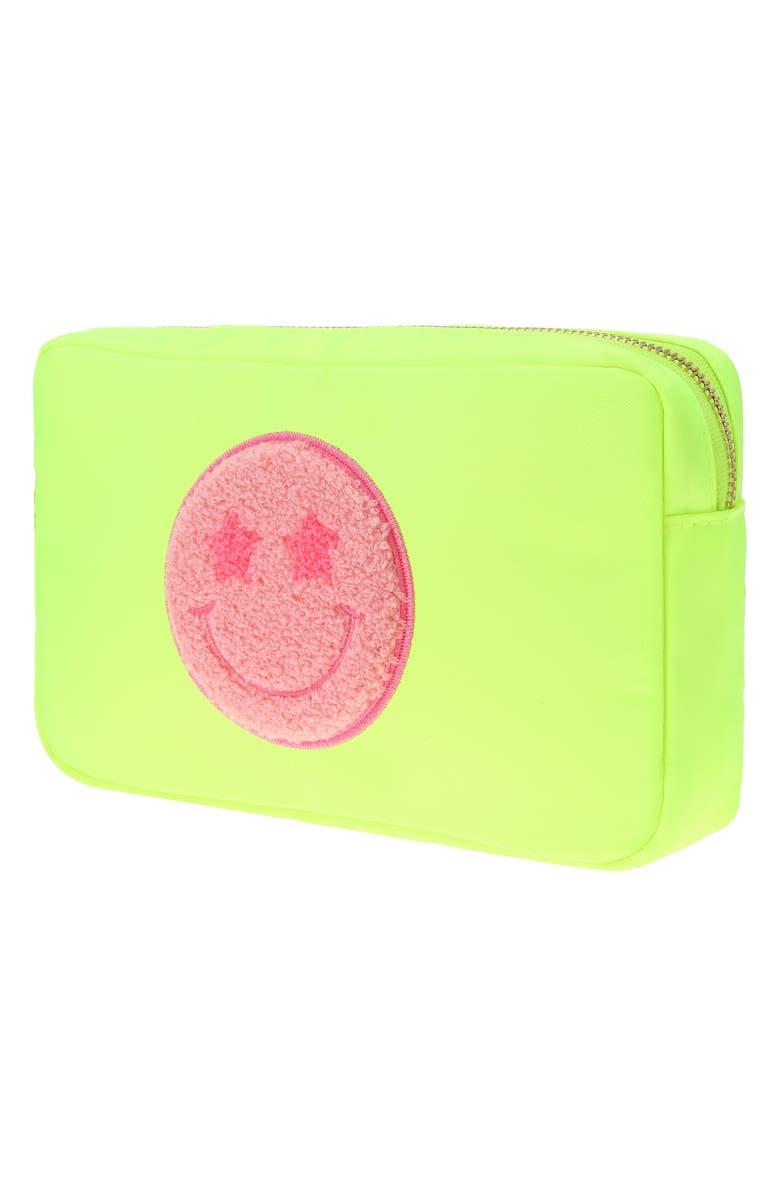 Bloc Bags Medium Smiley Cosmetics Bag, Alternate, color, Neon Yellow