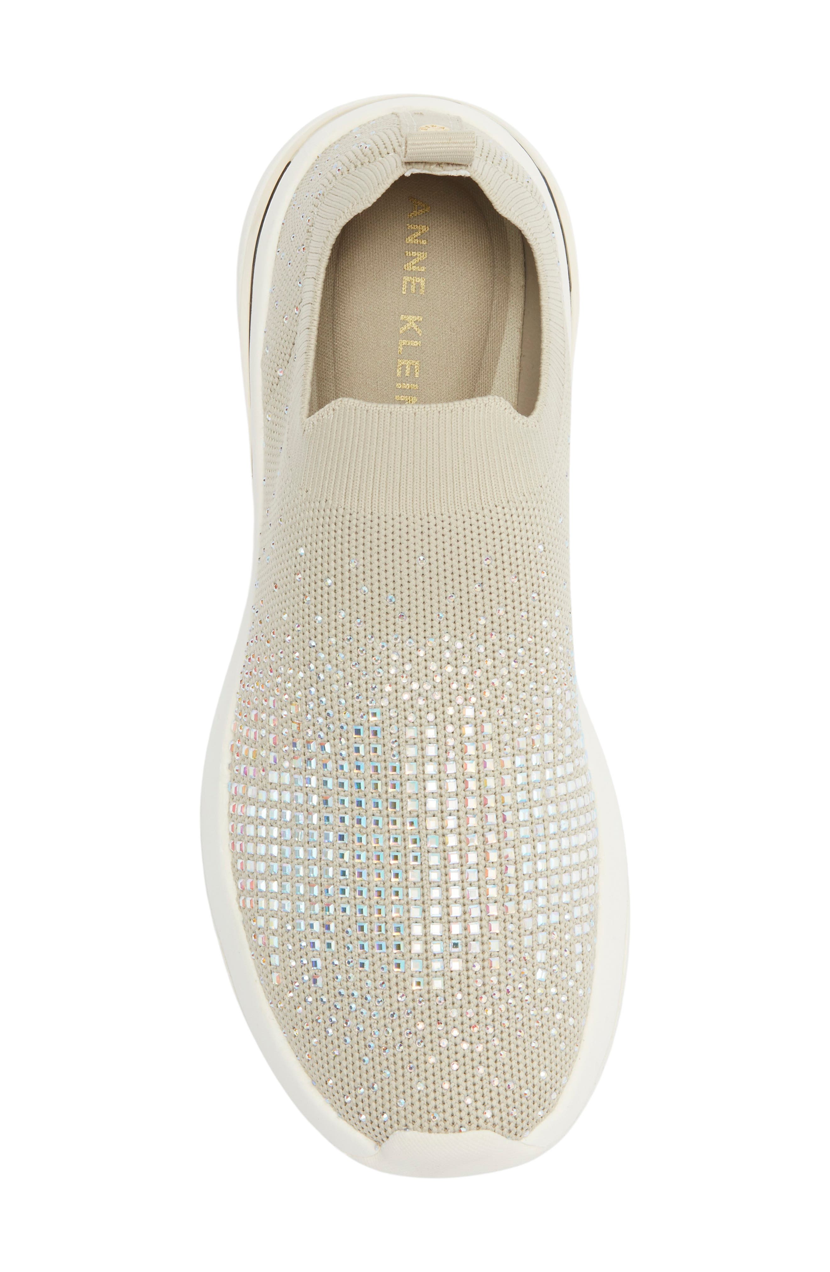 Anne Klein Compete Knit Platform Sneaker, Alternate, color, Bone Crystal