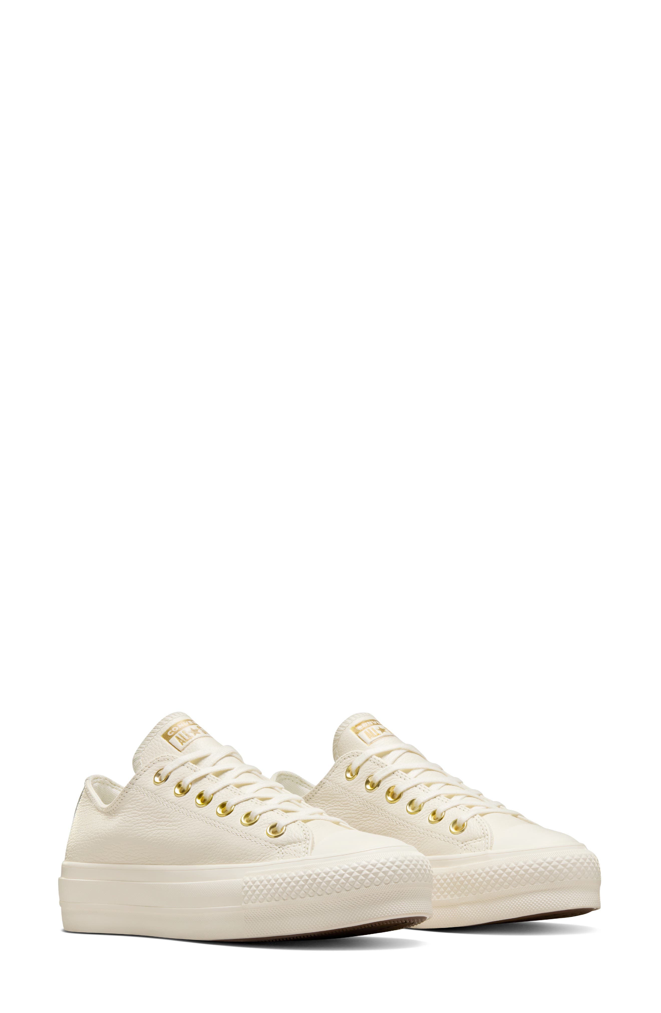 Chuck Taylor® All Star® Lift Oxford Sneaker, Alternate, color, EGRET/EGRET/GOL