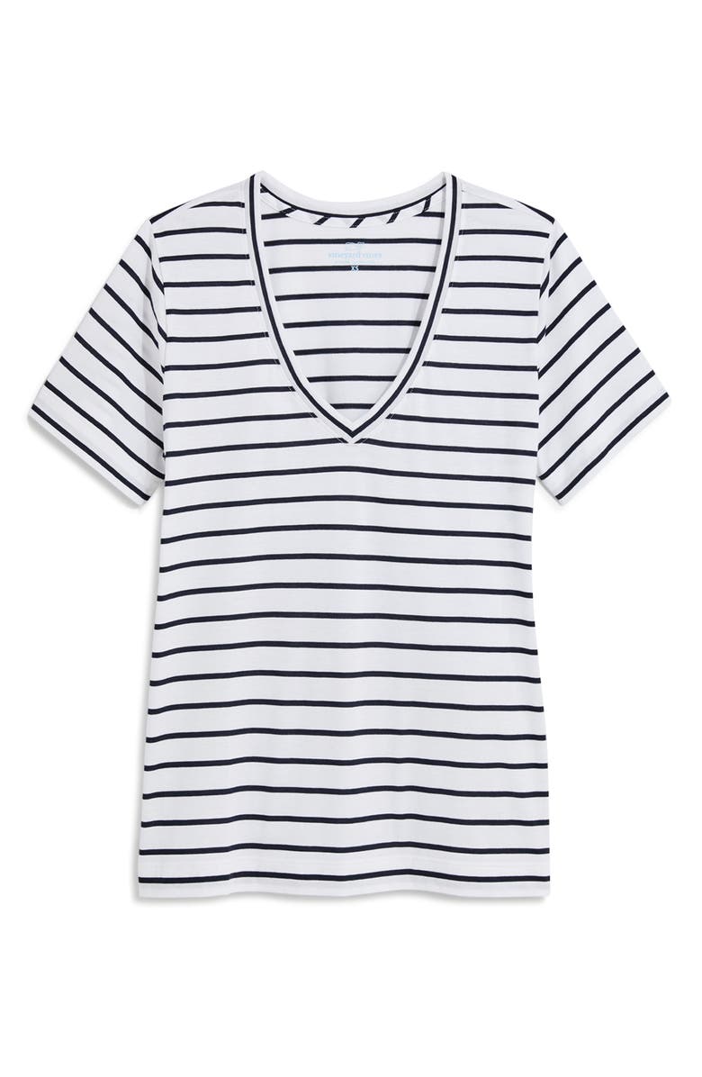 vineyard vines Clean Jersey V-Neck T-Shirt, Main, color, B.stripe- White/ Navy