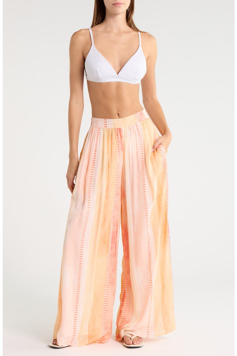 Print Wide Leg Cover-Up Pants, Main, color, CORAL STROVIA