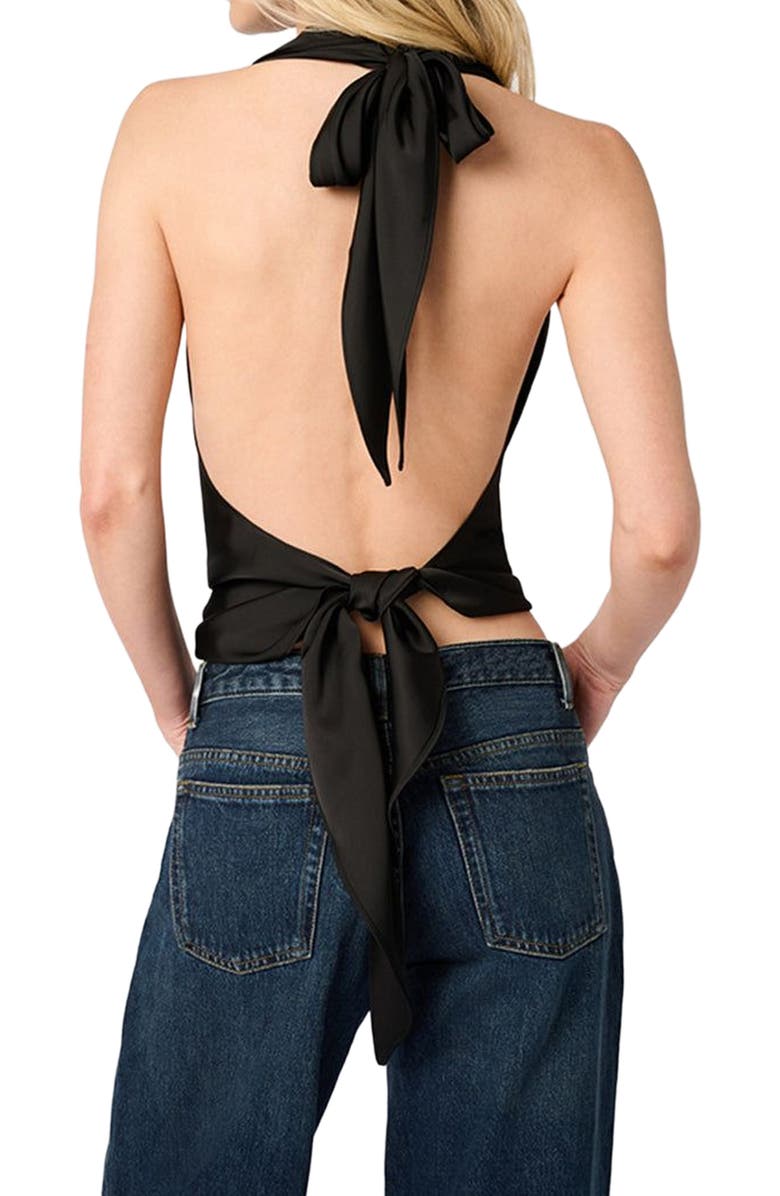 WeWoreWhat Halter Cowl Neck Top, Alternate, color, Black