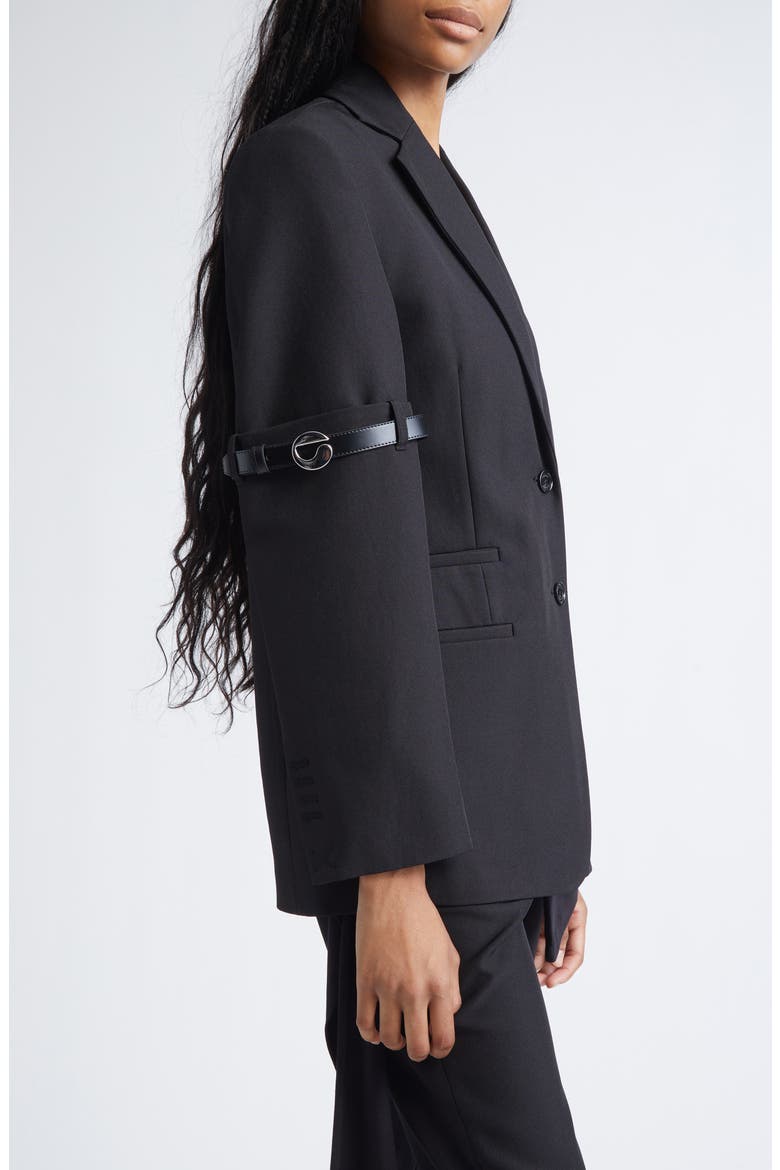 Logo Belted Blazer, Alternate, color, BLACK