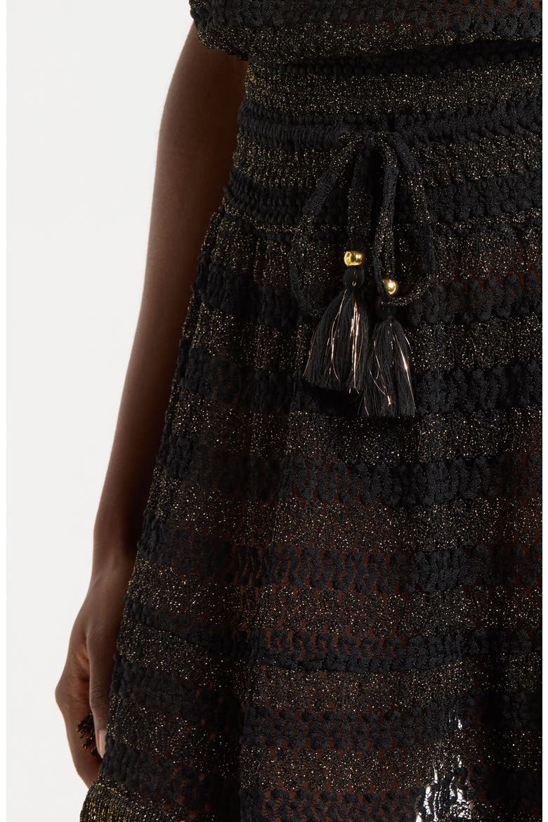 Swirl Lauryn Strapless Sheer Cover-Up Mini Sundress, Alternate, color, BLACK METALLIC ZIGZAG