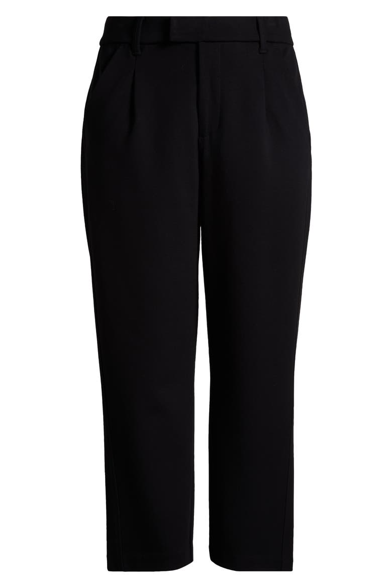 'Ab'Solution Skyrise Pleated Ankle Straight Leg Pants, Alternate, color, BLACK