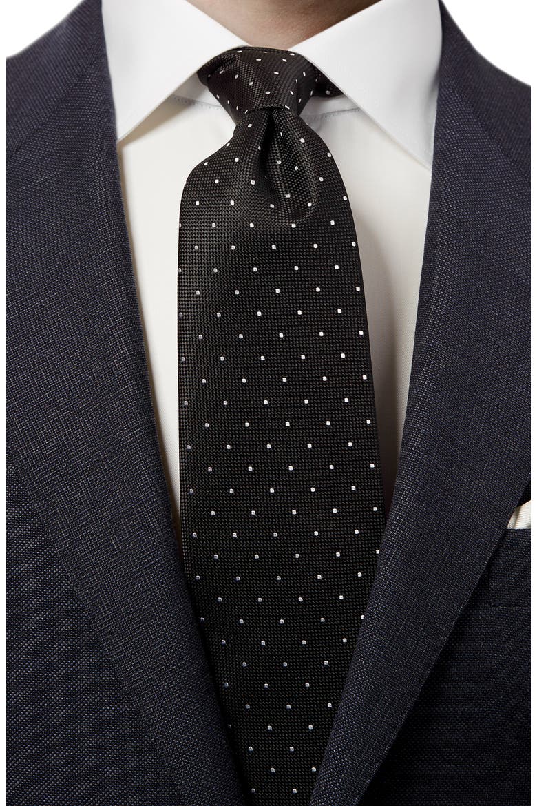 Dot Silk Tie, Alternate, color, NAVY