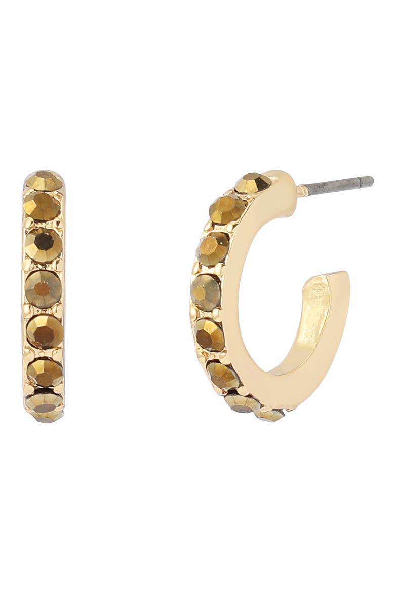 Stone Huggie Hoop Earrings, Main, color, TOPAZ