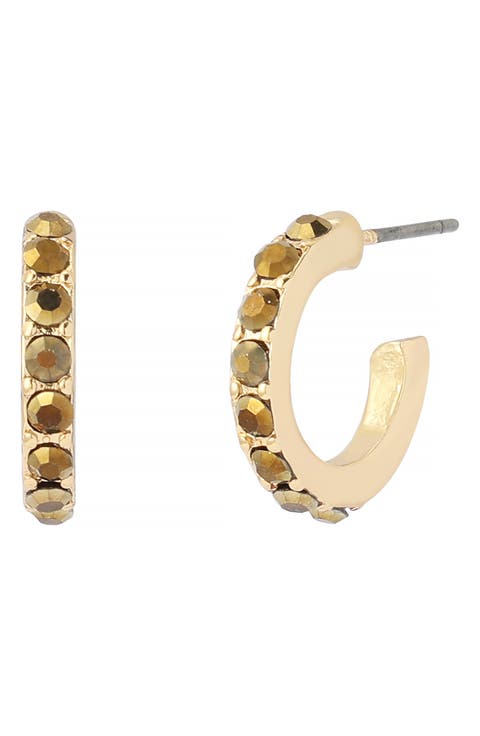 Stone Huggie Hoop Earrings
