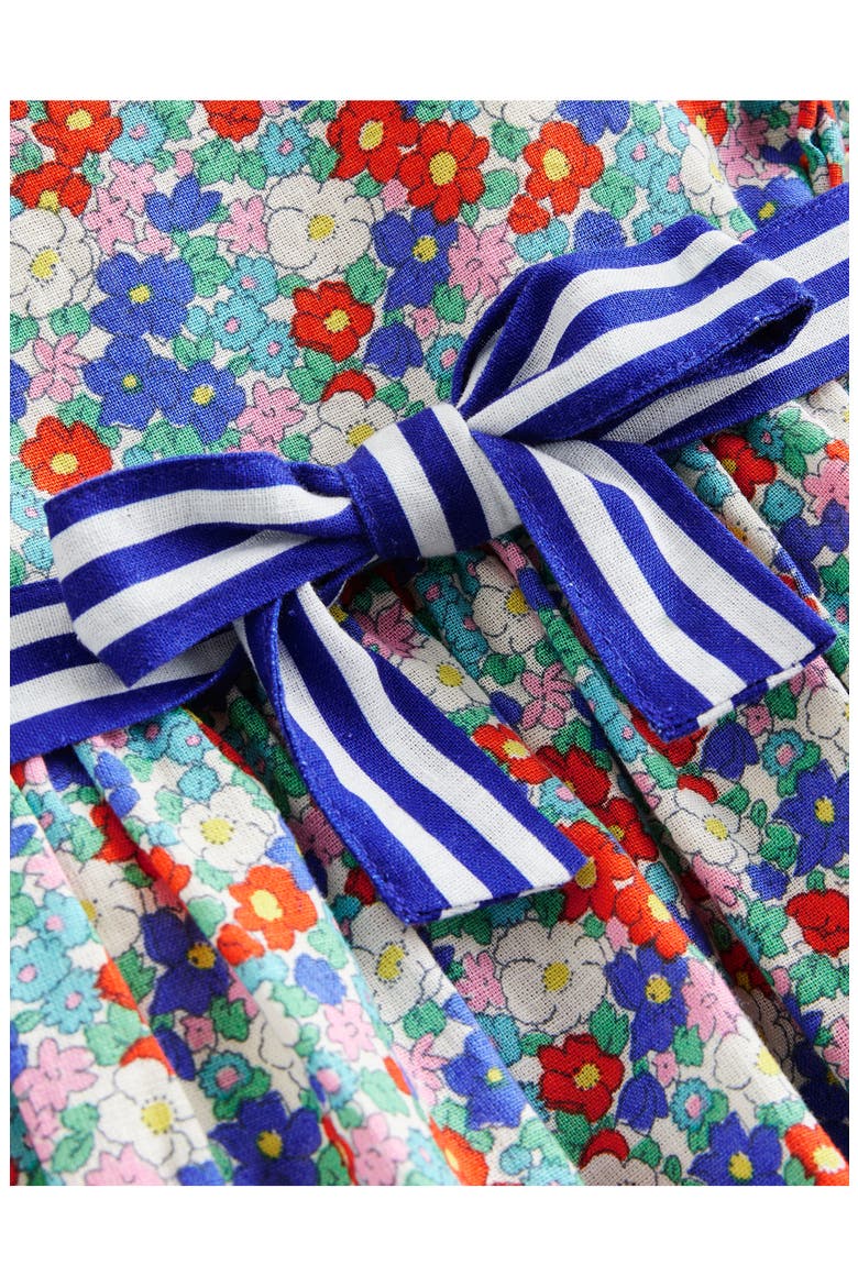 Kids' Floral Linen & Cotton Puff Sleeve Dress, Alternate, color, MULTI NAUTICAL FLORAL
