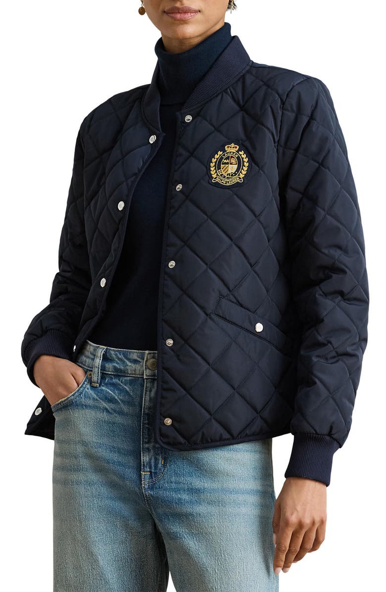 Lauren Ralph Lauren Logo Crest Quilted Jacket, Main, color, 