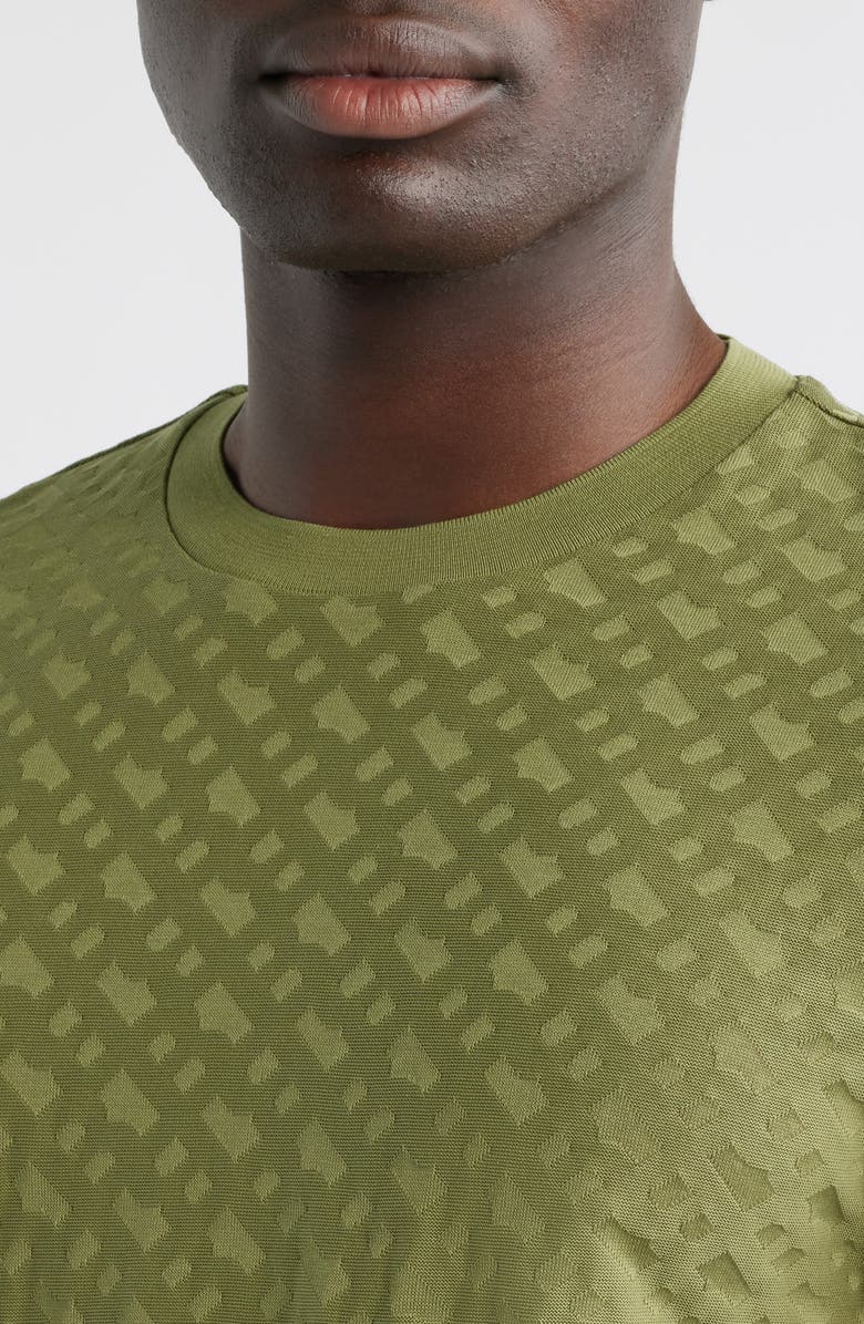 BOSS Thompson Logo Jacquard Cotton T-Shirt, Alternate, color, Medium Green