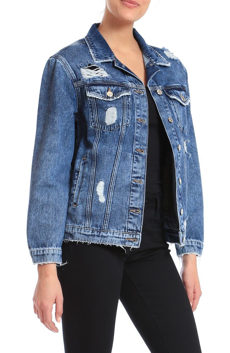 Mavi Jeans Karla Distressed Denim Jacket, Alternate, color, Mid Ripped La Vintage