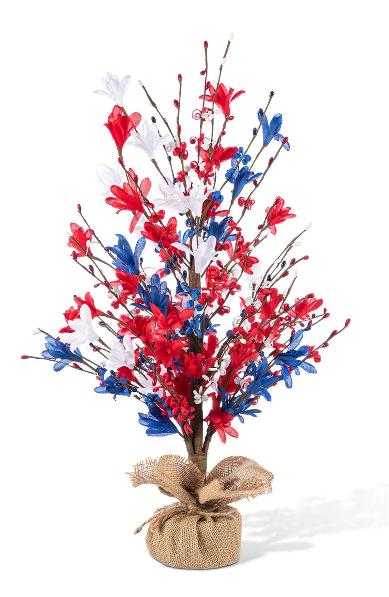 Glitzhome 21"H Patriotic Americana Floral Table Tree, Main, color, 