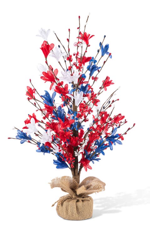 21"H Patriotic Americana Floral Table Tree