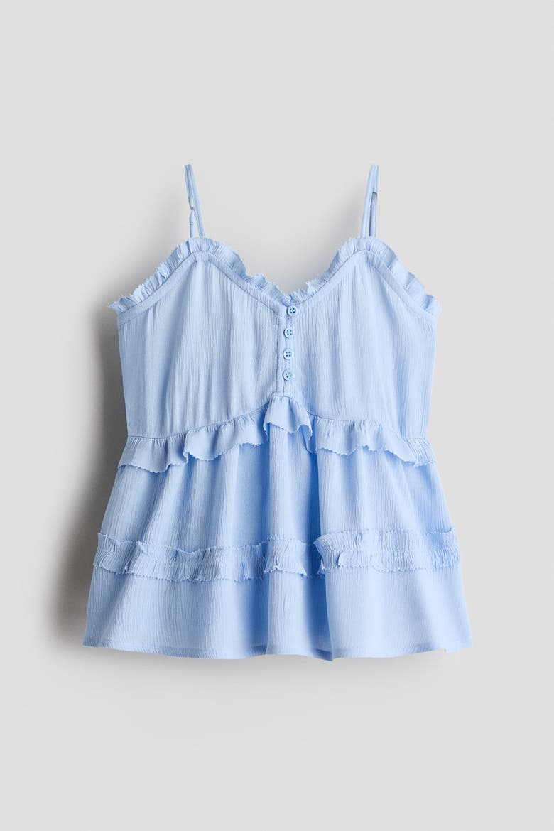 Frill-trimmed Viscose Top, Main, color, Light blue