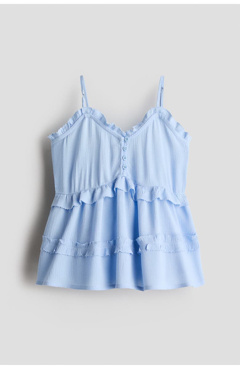 H&M Frill-trimmed Viscose Top, Main, color, Light Blue