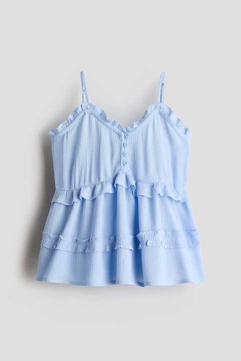 Frill-trimmed Viscose Top