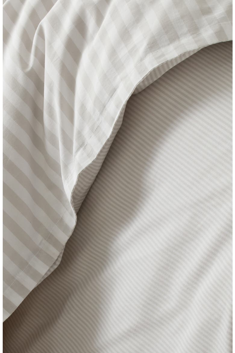 Reversible Stripe Cotton Percale Duvet Cover & Shams Set, Alternate, color, GREY VAPOR MULTI