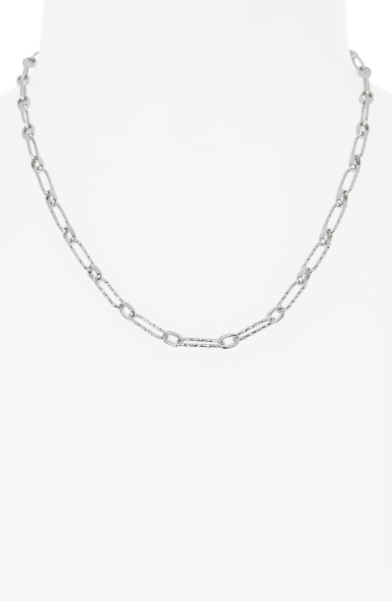 NORDSTROM RACK Textured Paperclip Chain Necklace, Alternate, color, Silver