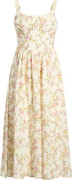 Blu Pepper Lace Detail Floral Midi Dress