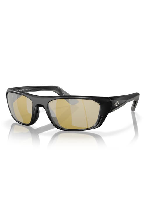 Costa Del Mar 57mm Polarized Rectangular Sunglasses In Black/sunrise Silver 580g