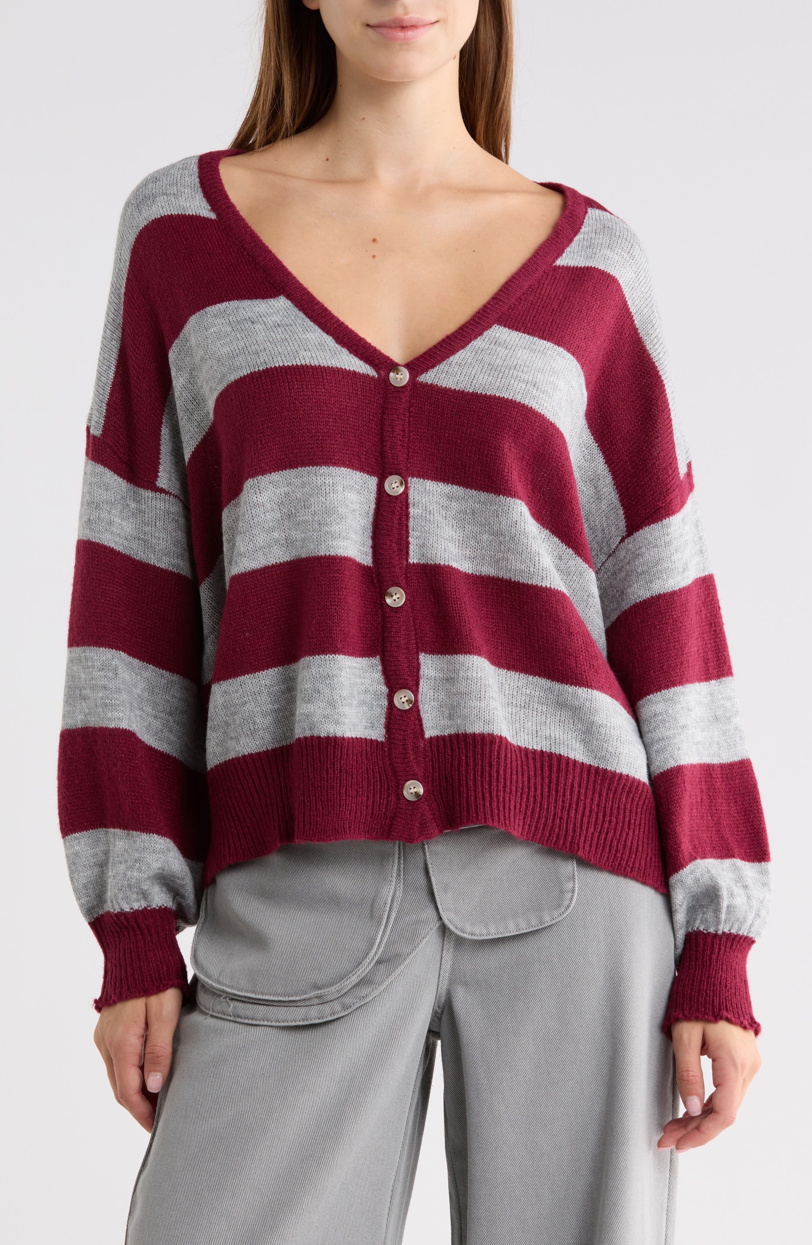 Devvon V-Neck Stripe Cardigan