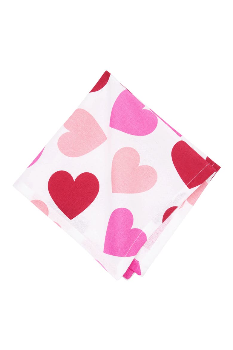 Love You More Valentine's Day Hearts 100% Cotton Set of 6 Cloth Napkins, Alternate, color, Purple